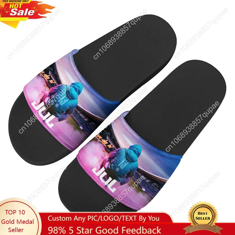 Rapper JUL C'est Pas Des Lol Julien Mari Slippers Home Water Shoes Men Teenagers Beach Pool Sandals Tailor-made Summer Slipper