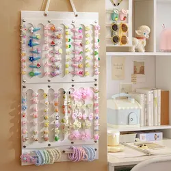 1pc Headwear Wall Hanging Storage Bag Hair Bow HolderLarge Capacity Felt Wall Hair Clip Organizer for Girls Room Storage