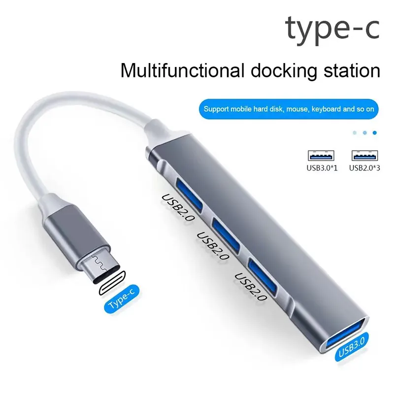 

Type-C Splitter USB HUB 3.0 Type C 3.1 4 Port Multi Splitter Adapter OTG For Macbook Pro 13 15 Air Pro PC Computer Accessories