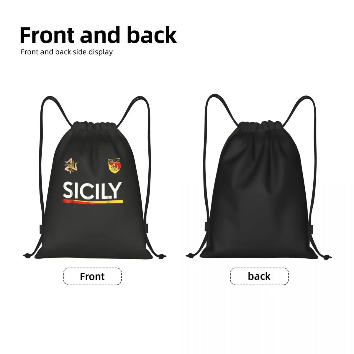 Custom Sicilia Soccer Sicily Italy Football Jersey Drawstring Bags for Training Yoga Backpacks Men Italian Sports Gym Sackpack