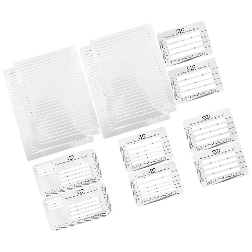 12pcs Lettering Guide Templates Plastic Straight Line Stencil Ruler For Journaling Card Making Diy Drawing Supplies Geometry