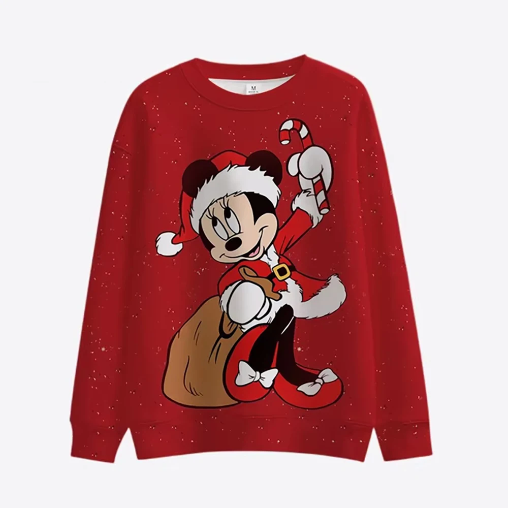 Sweat à capuche imprimé Minnie pour femmes et enfants, col rond, manches longues, décontracté, mode de Noël, automne, nouveau, Y2K