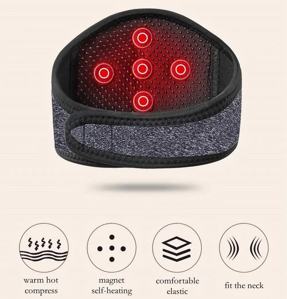 Self-Heating Neck Support Braces for Neck Pain Relief Stiffness 360 Degree Protection Adjustable Velcro Magnetic Relief Belt view 5