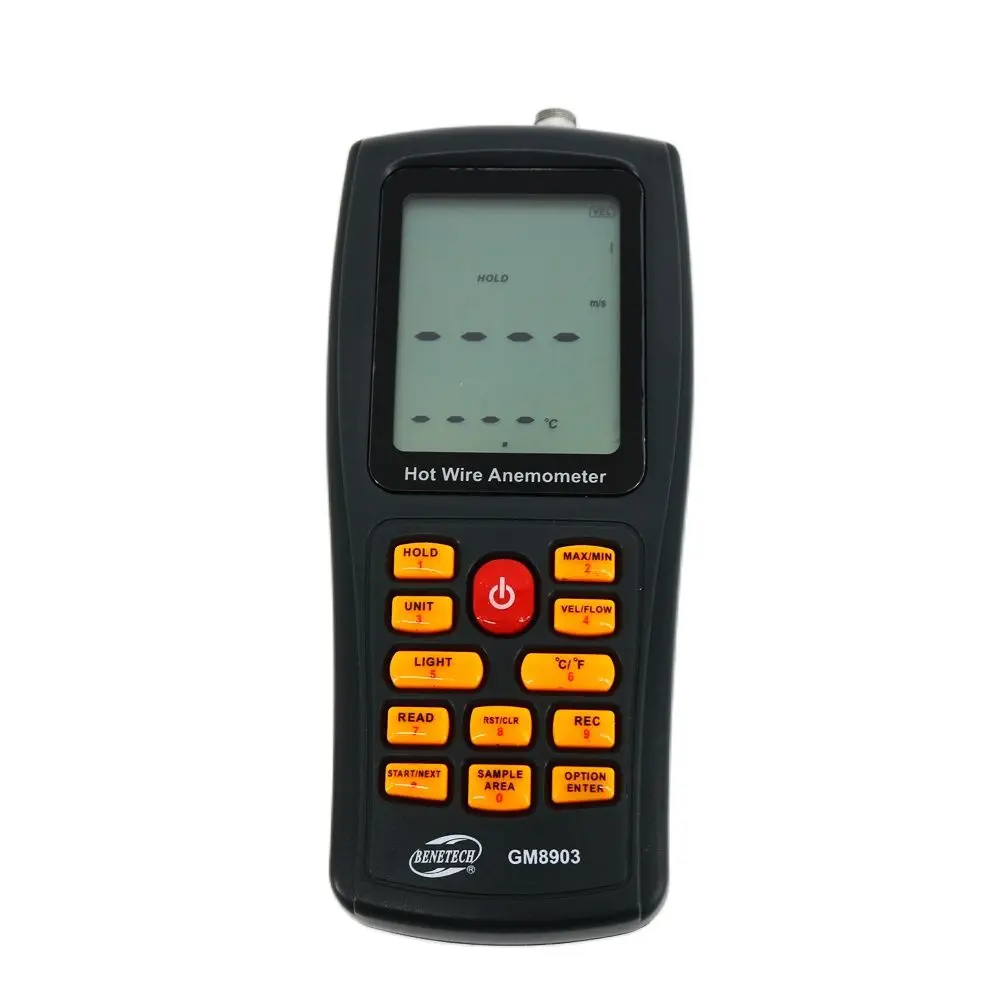 Anemómetro digital GM8903, medidor de temperatura del aire, rango de velocidad de ala 0-30 m/s