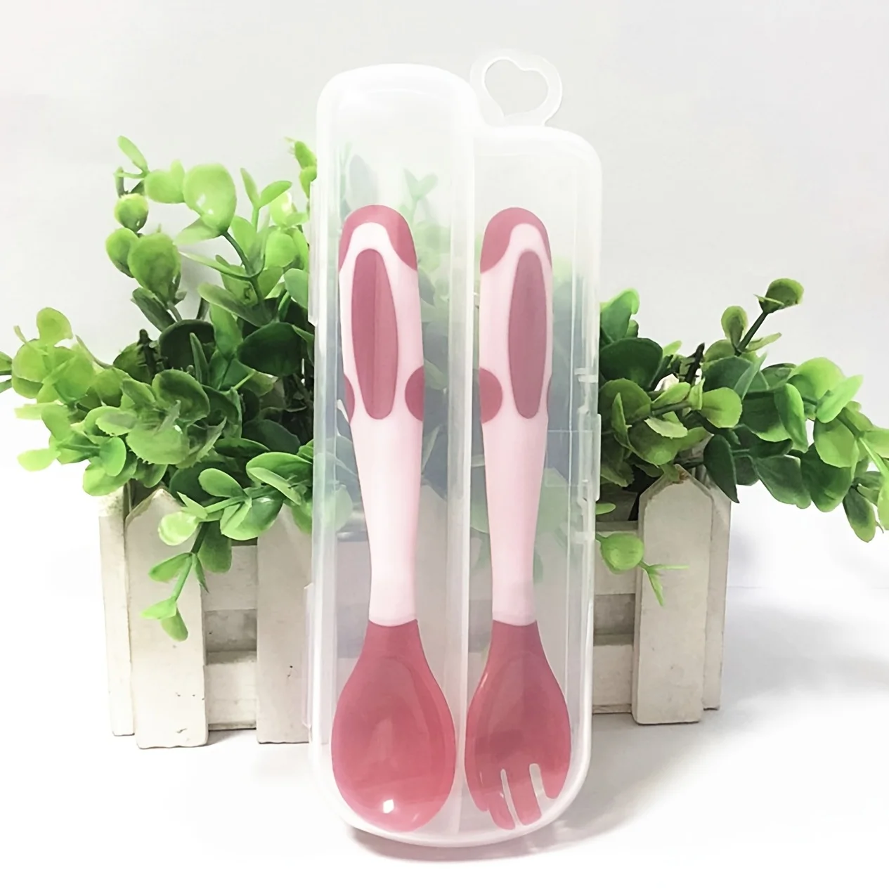 طقم ملاعق شوكة للأطفال مكون من قطعتين مع علبة، شوك وملاعق متغيرة الألوان، مجموعة شوكة ملعقة تويست قابلة للانحناء #4