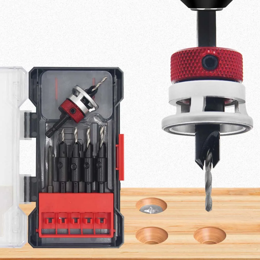 

5/6PCS Carbide Tipped Countersink Drill Bit Drill 1/4 Hex Shank For Wood Plastic Drill Bit Power Tools
