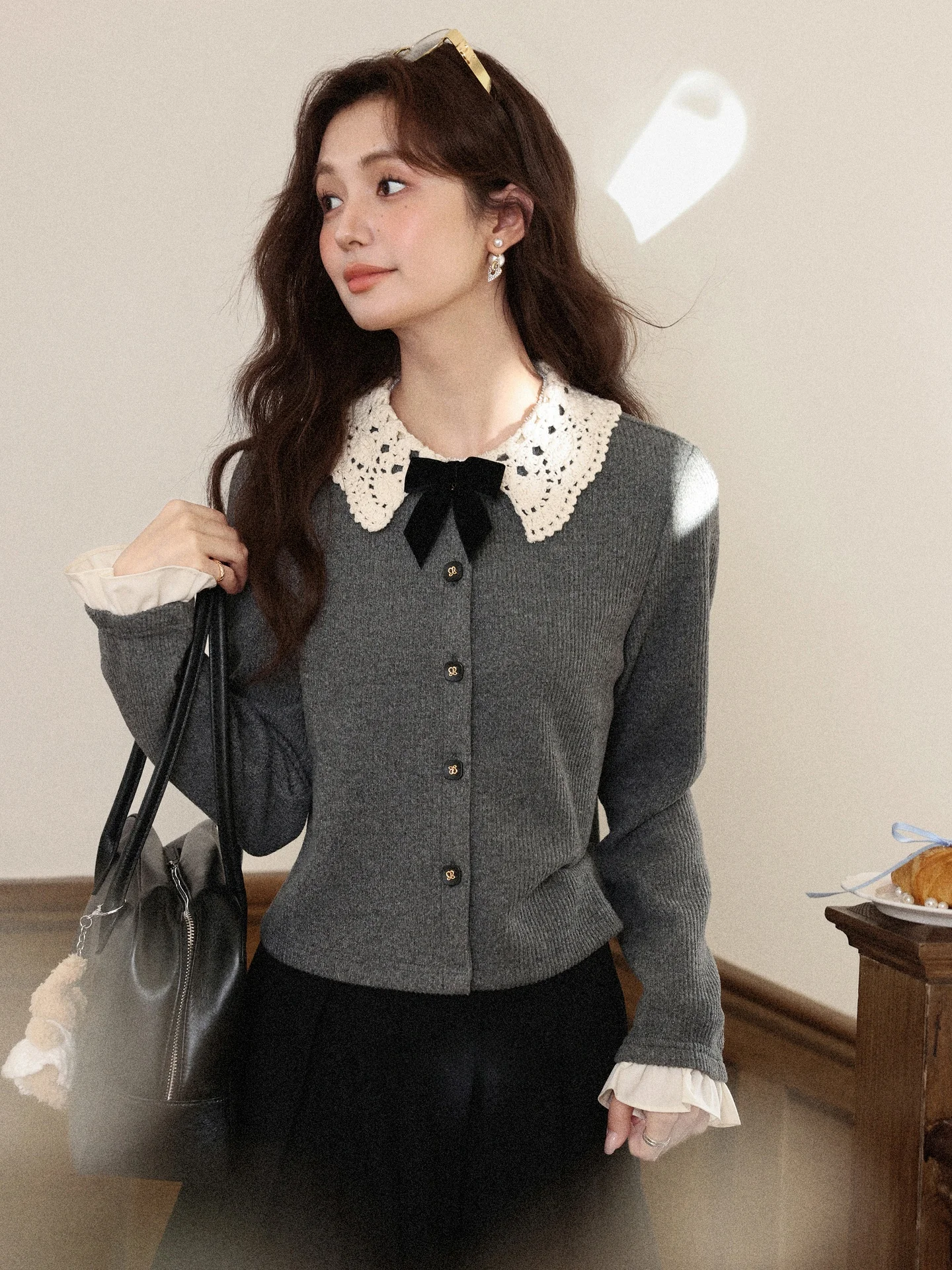 

ay Knitted Open Cardigan Sweater Women's Slim Fit Unique Design Sensation Commute Sle Long Sve round Ne Top