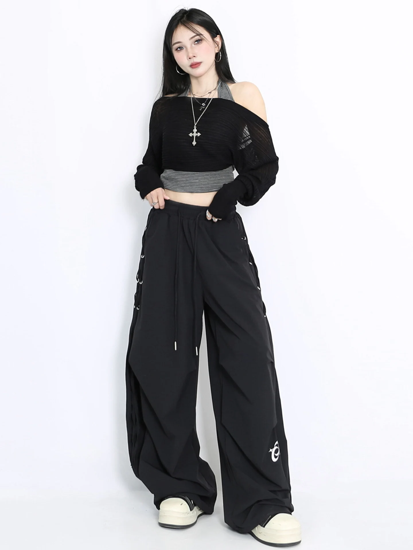 Street Dance Design Sensation Hip Hop Women's Summer Dstring Slimming Banana Sports Pants Qui Dry Straight Leg High Waist