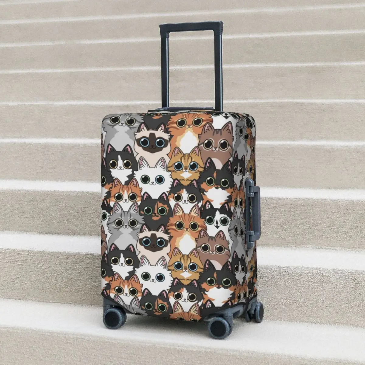 Cute Cats Repeat Suitcase Cover Holiday Funny Animal Manga Practical Luggage Supplies Business Protector