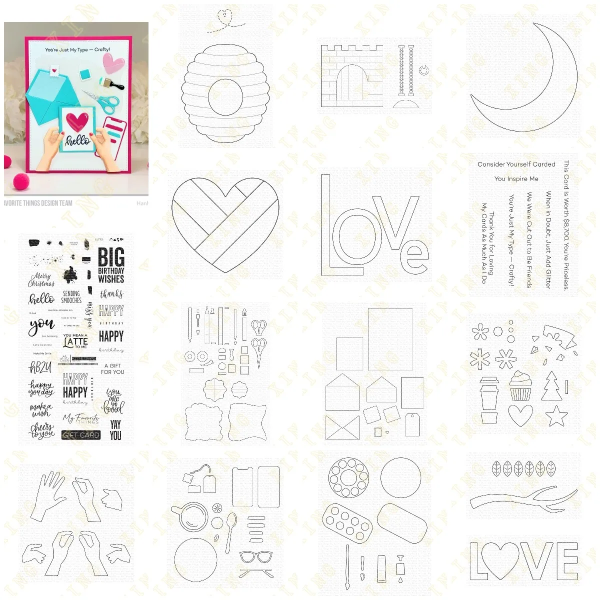 

Valentine's Day Love Hearts Cutting Dies And Stamps Scrapbook Diary Decoration Stencil Embossing Template DIY Greeting Card