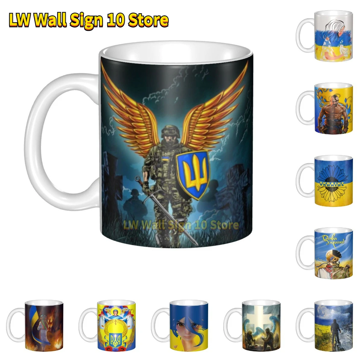 UKRAINE Flag Coffee Mugs DIY Custom Ceramic Mug Creative Present Outdoor Work Camping Cup