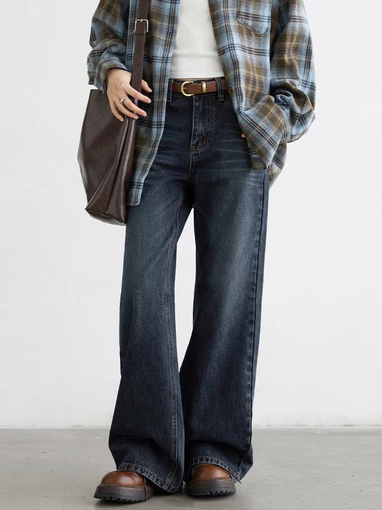 CHIC VEN Women Jeans Fashion Retro High Waisted Slim Micro Flared Denim Pants Korean Blue Female Trousers Spring Autumn New 2025