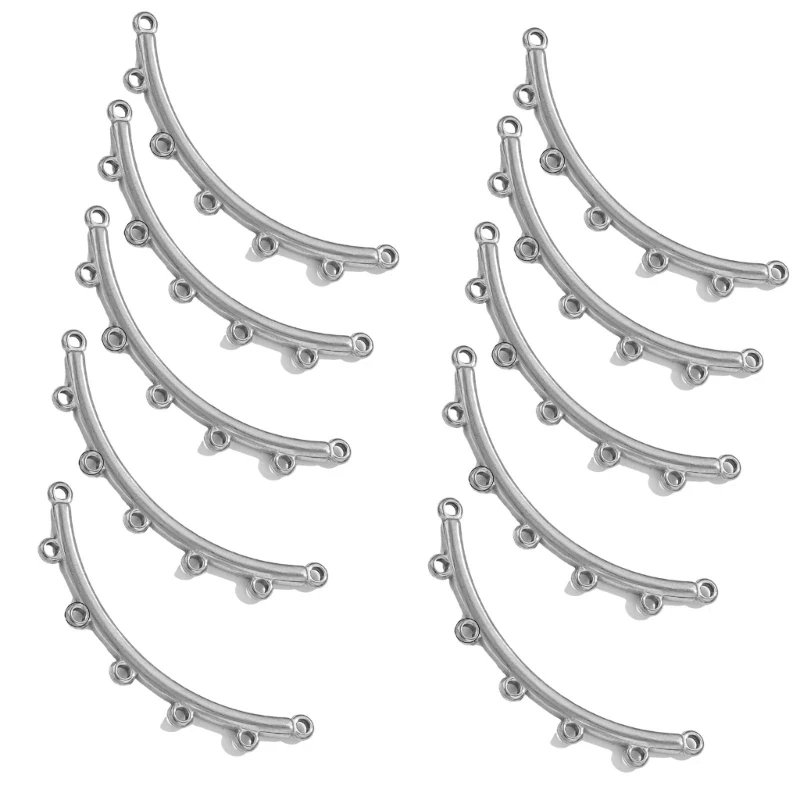 

Set of 10 Stylish Stainless Steel Curved Connector Clasp for Jewelry Projects Multihole Necklace Dropship