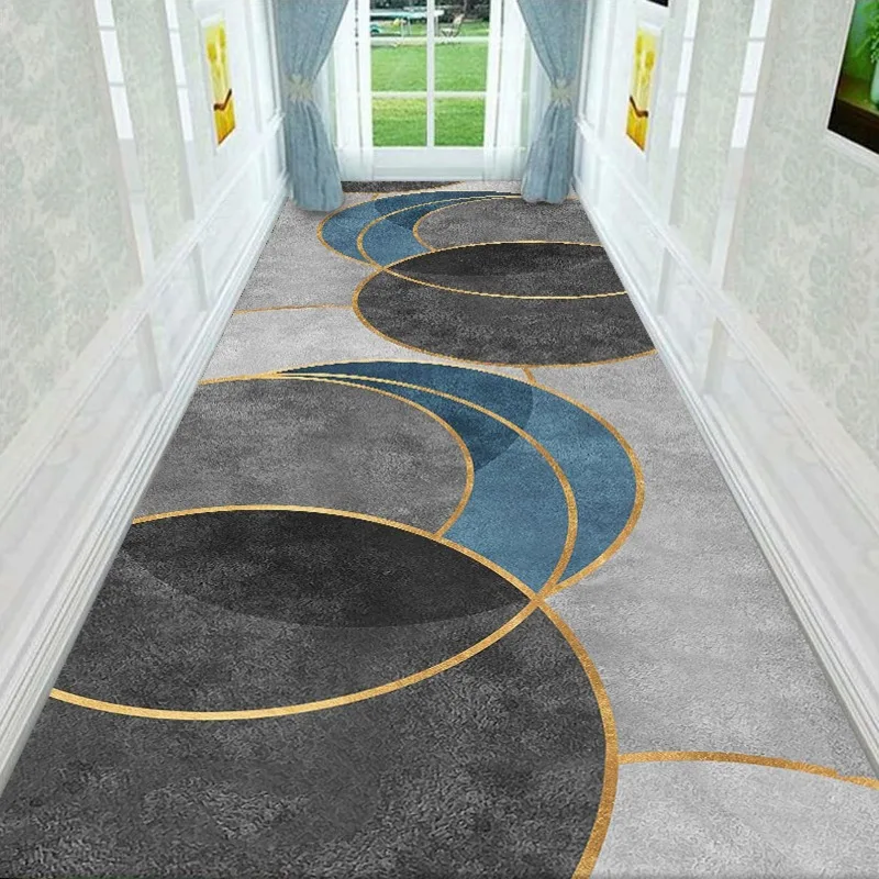 Alfombra de corredor geométrica moderna, alfombra antideslizante de diseño desgastado de estilo nórdico, suelo decorativo con estampado de línea para pasillo, sala de estar y dormitorio