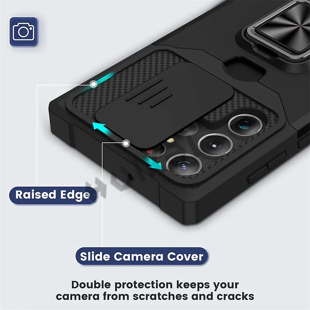 حافظة لهاتف سامسونج جالاكسي S24 S23 S22 S21 FE نوت 20 Ultra A72 حامل بطاقة فتحة المحفظة العسكرية الشريحة كاميرا الصف حافظة واقية #5