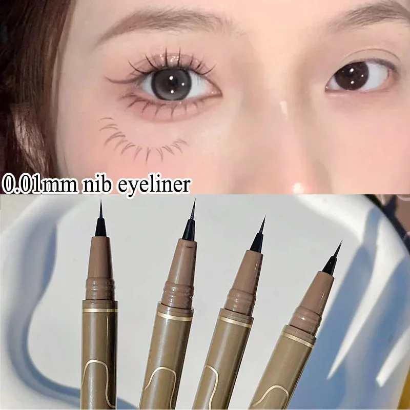 Penna per Eyeliner liquido opaco 4 colori testa Ultra-fine impermeabile Lasting baco da seta inferiore Eyeliner per ciglia trucco ad asciugatura