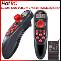 HOTRC DS600 2.4GHz 6CH Transmitter Single-handed Operation Remote Control F06A Receiver for RC Bait Boat Model Boat Fishing Boat