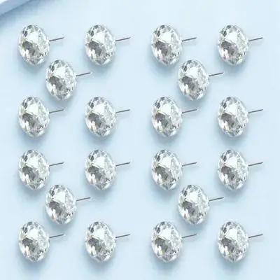 

100Pcs Decorative Upholstery Tacks Smooth Edge Crystal Buttons for Sofa DIY Sewing Craft Romantic Room Atmosphere Enhancer