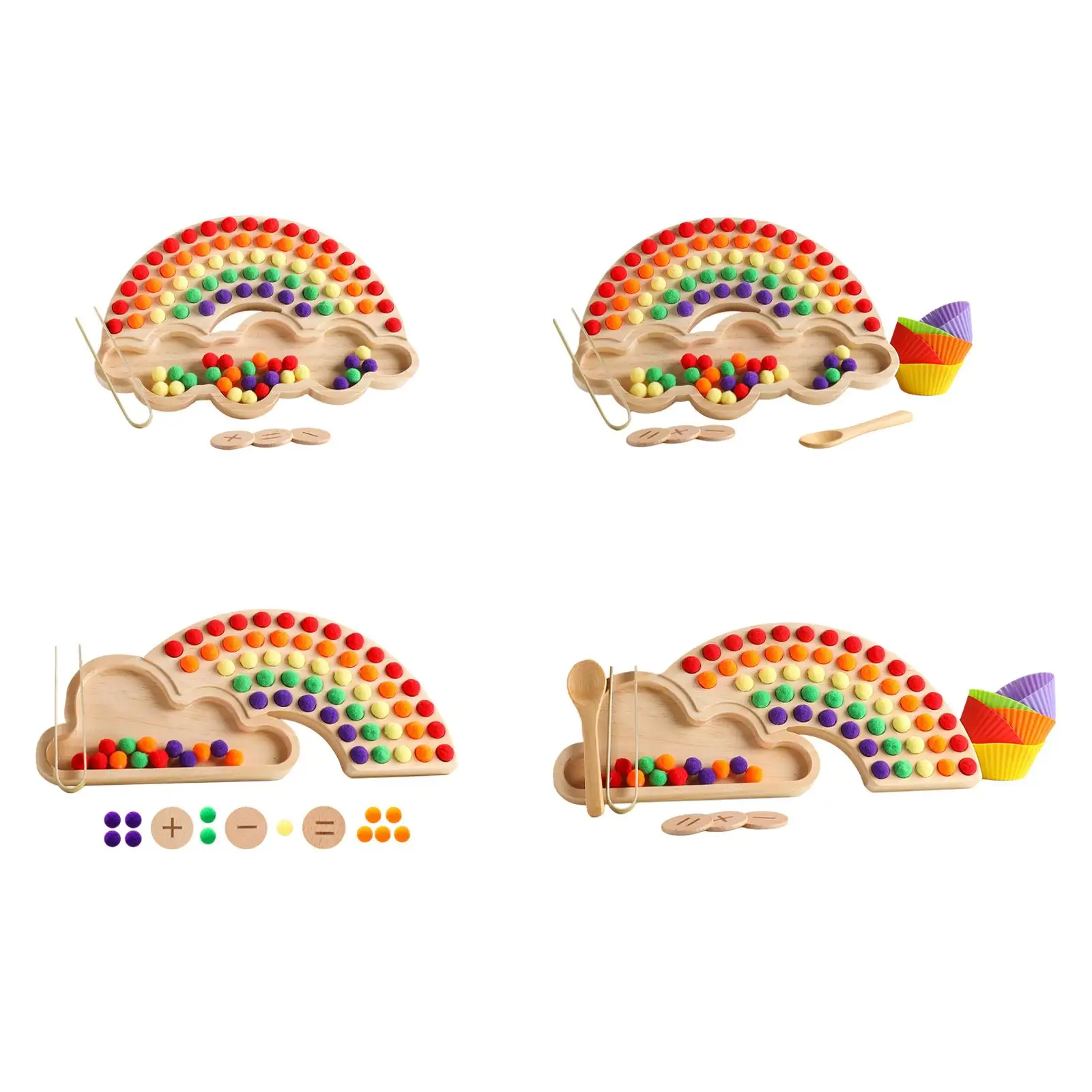 Giocattoli impilabili per ordinamento dei colori, puzzle con perline con clip arcobaleno, tavola di legno educativa,