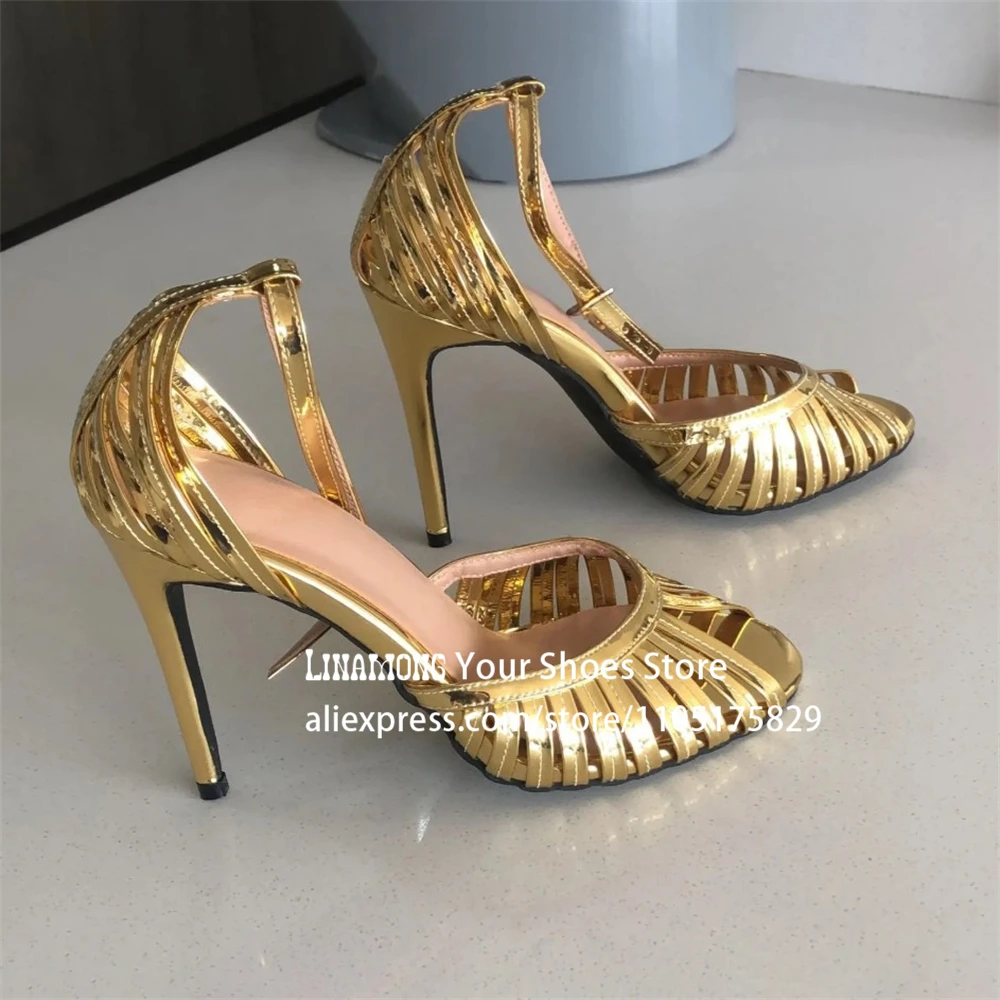 Cage Peep Toe Sandals Ankle Strap Peep Toe Stilettos Elegant Designer Style High Heeled Summer Shoes Customizable Multiple Color