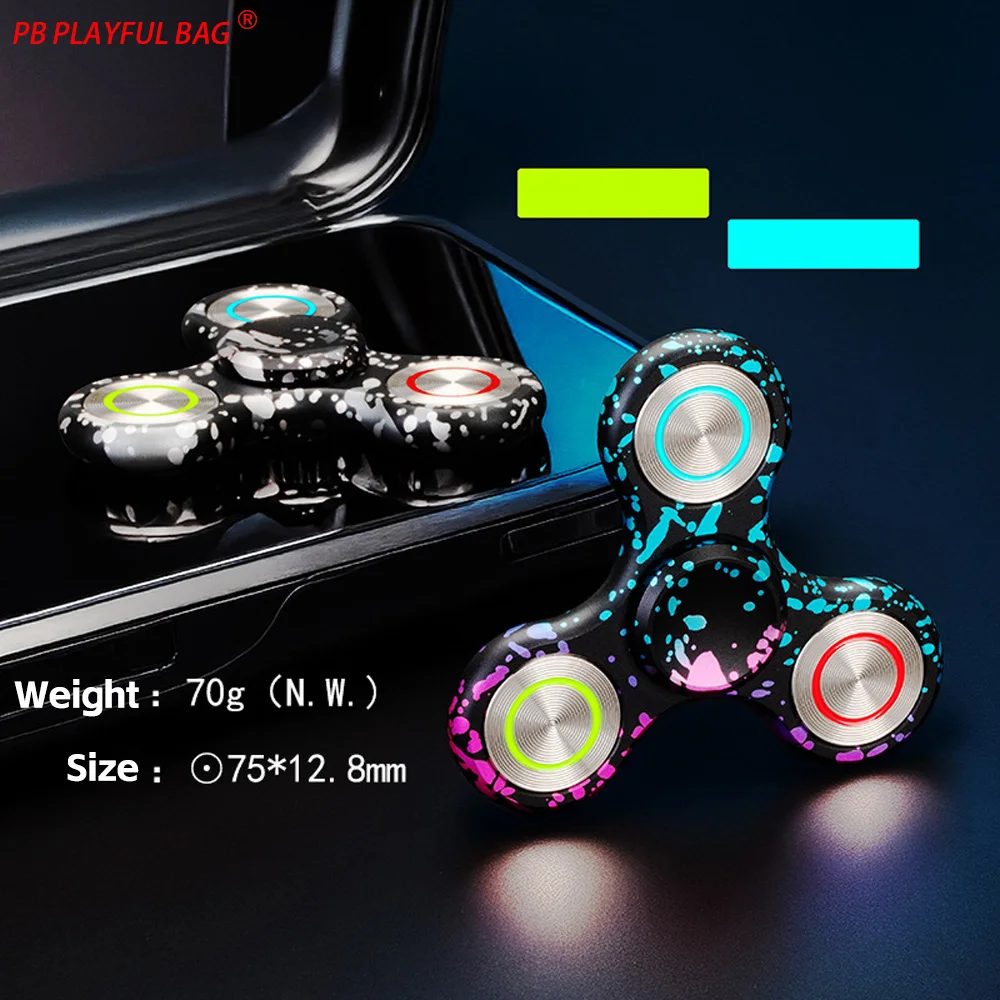 3-color Luminous Fingertip Gyroscope Metal Alloy EDC Finger Gyro Fancy Color Stress Relief TS51