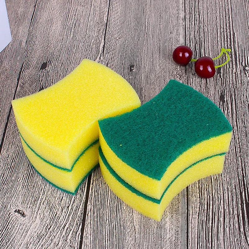 Double-Sided Kitchen Sponge Scrubber with Waist Shape, Multipurpose Dish Cleaning Pad for Tough Stains and Grime