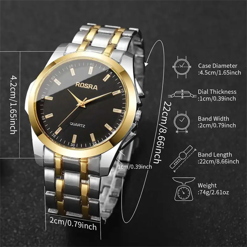 Fashionable and simple couple quartz watch set - 2 pieces/set, elegant dial design, business style