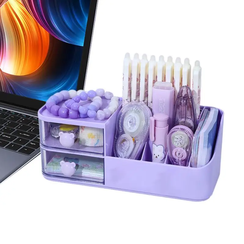 

Stationary Organizer For Desk Cartoon Divided Stationary Organizer Space Saving Storage Box With Drawers Home School Storage