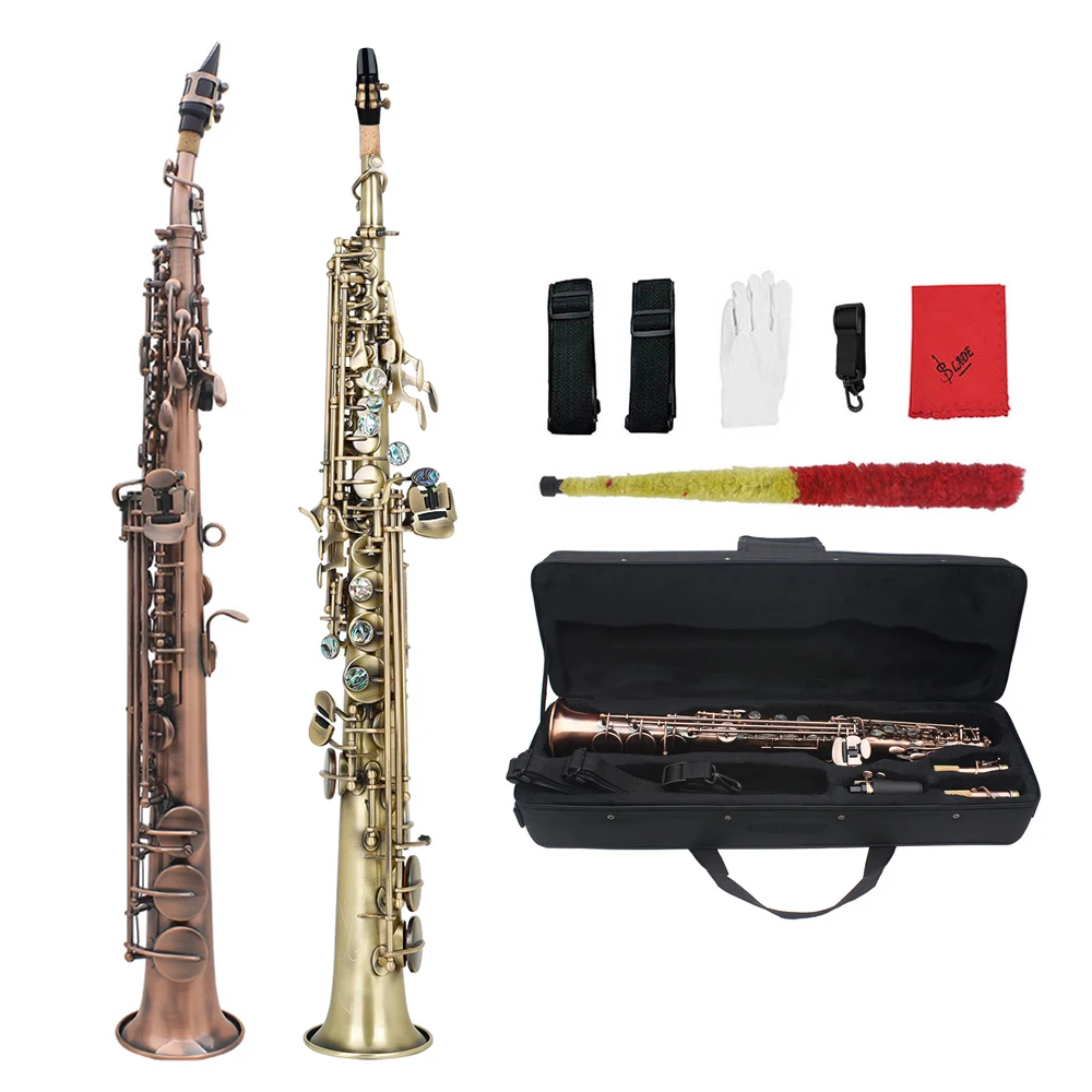 

Factory Stock Sax MOQ 1pcs OEM Red Metal Bronze Professional Performance Soprano Saxophone