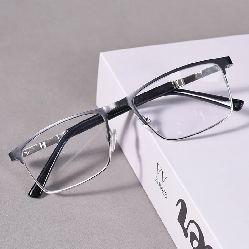Männer Blau licht blockieren Lesebrille Doppel Farbe Metall Rahmen Computer Leser HD Objektiv Presbyopie Brillen + 125 + 175 + 225 + 275 + 4 – Detail 3