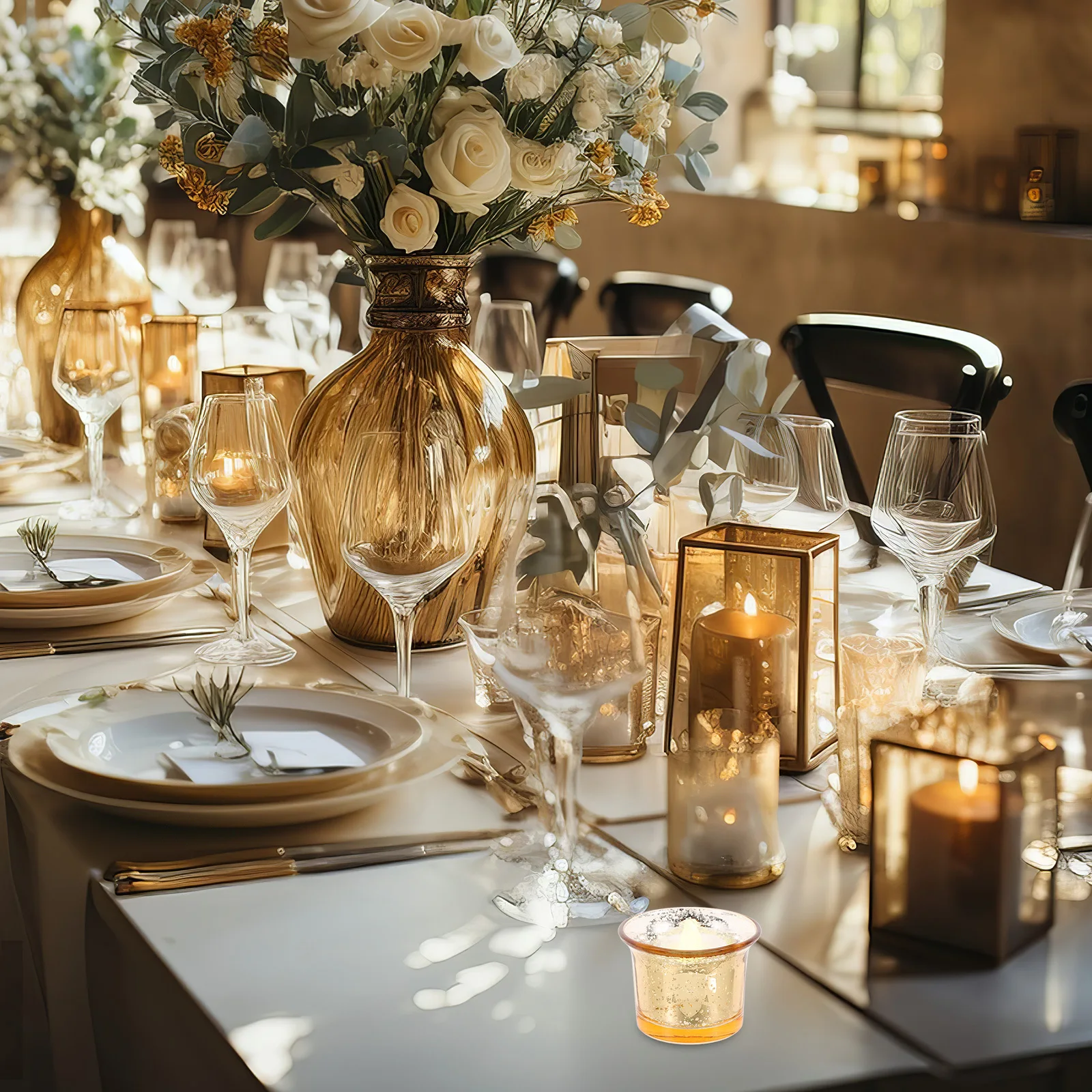 

Elegant Glass Cup Holder Christmas Wedding Party Table Decor Romantic Ambiance Table Decor Tea Light Holders