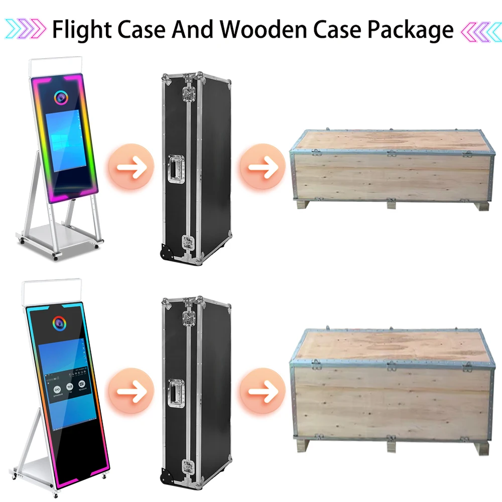 Touch Screen Magic Mirror Photo Booth Portable 40 65 inch Mirror Photobooth Machine with Flight Case For Wedding Party Activity