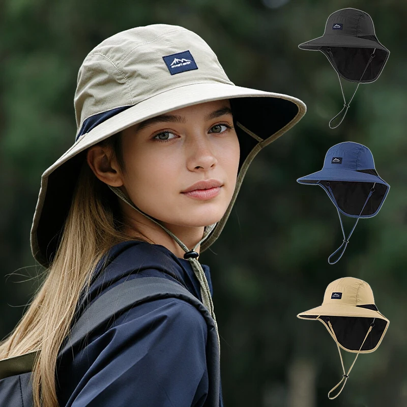 Unisex Outdoor-Fischerhüte mit breiter Krempe, wasserdicht, schnell trocknend, Sonnenschutz, Sommer-Fischerhut, Outdoor-Wander- und Campingausrüstung