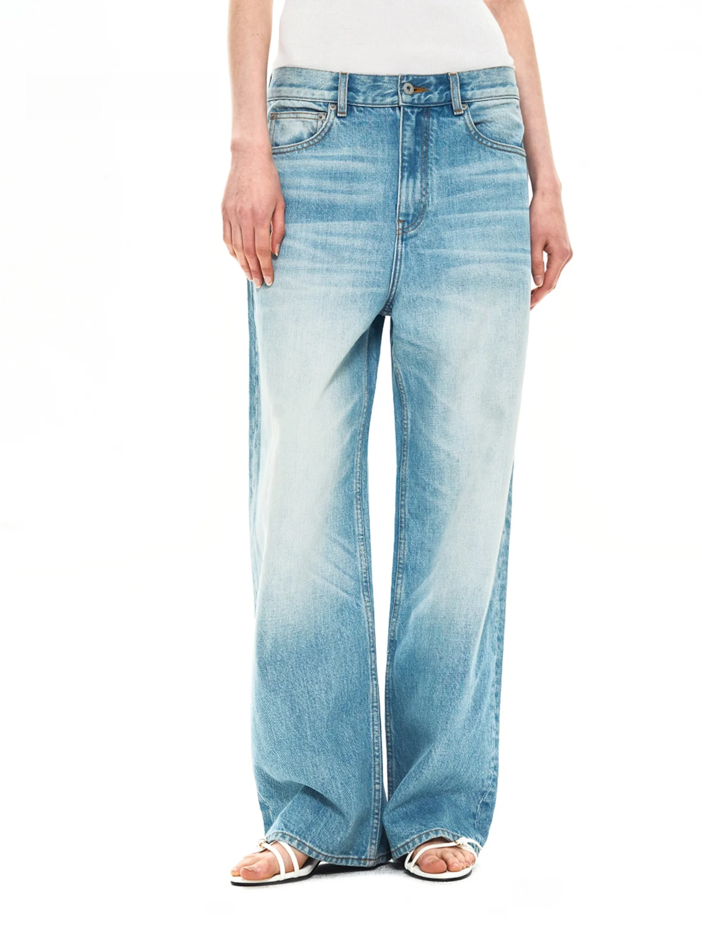 

Classic Summer Ice Blue Vintage Waed Straight Leg Loose Casual Jeans Tayacue Comfortable Breathable Cotton Denim Pants