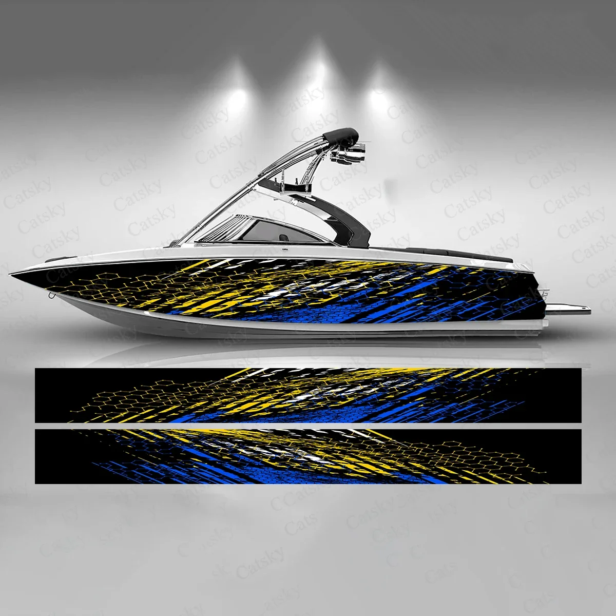 Tire Tracks Design Colorful Boat Sticker Fashion Custom Fish Boat-Sticker Vinyl Waterproof Boat Wrap Graphic Boat Wrap Decal