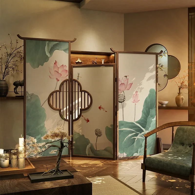 for Song Aesthetic Folding Screen Room Divider Entrance Partition for Tea Room Club Hotel Entryway Decorative Foldable