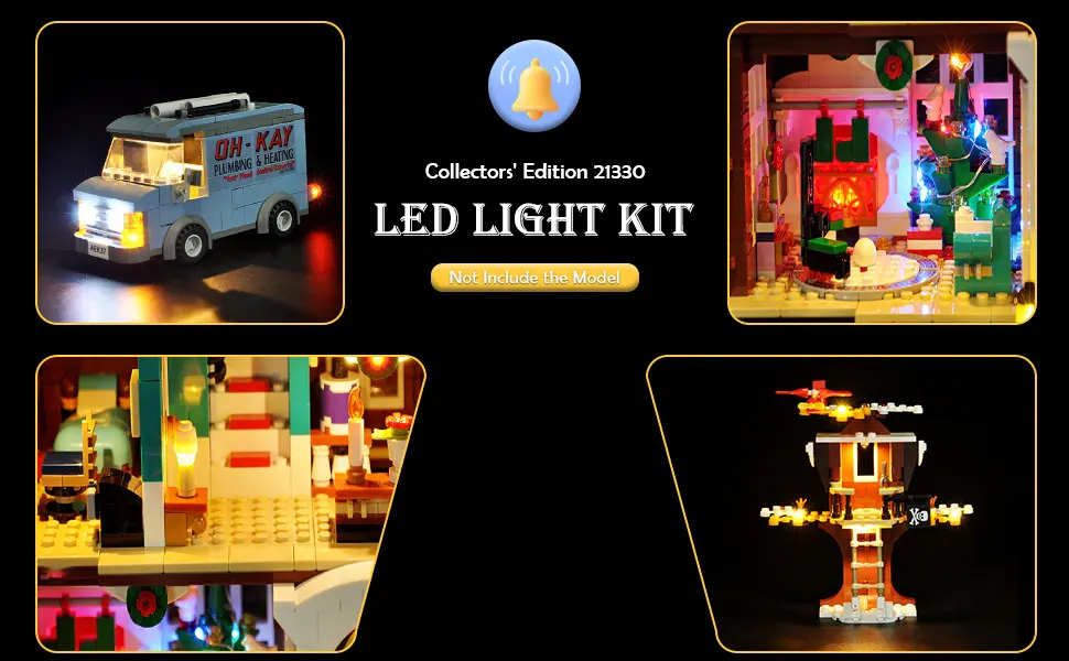 LYBMTWF LED-Beleuchtungsset, kompatibel mit Lego 21330, allein zu Hause, Hausbausteine-Modell (Modellsteine nicht im Lieferumfang enthalten). – Detail 4