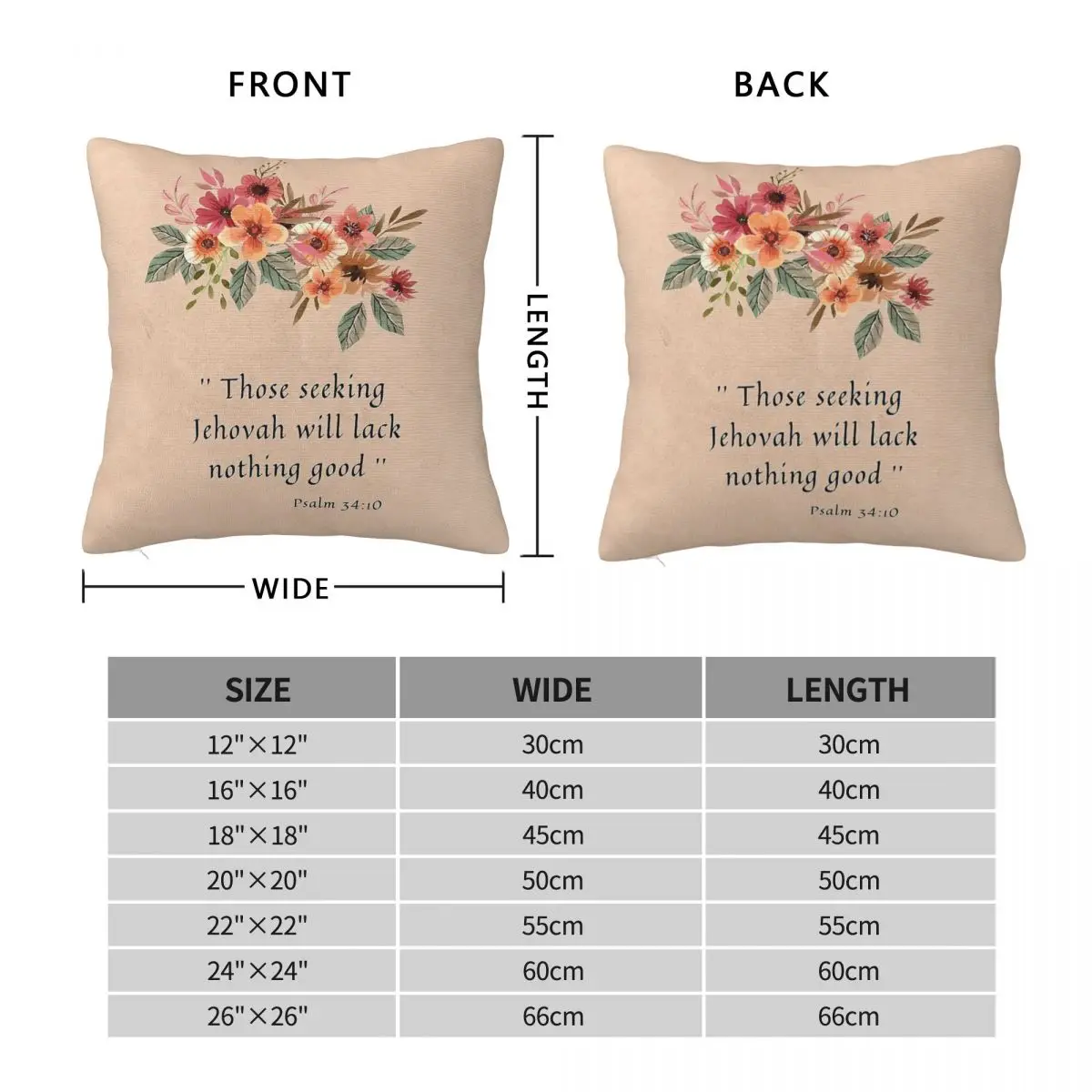 Those Seeking Jehovah Will Lack Nothing Good Square Pillowcase Polyester Linen Velvet Pattern Pillow Case Seater Cushion Cover