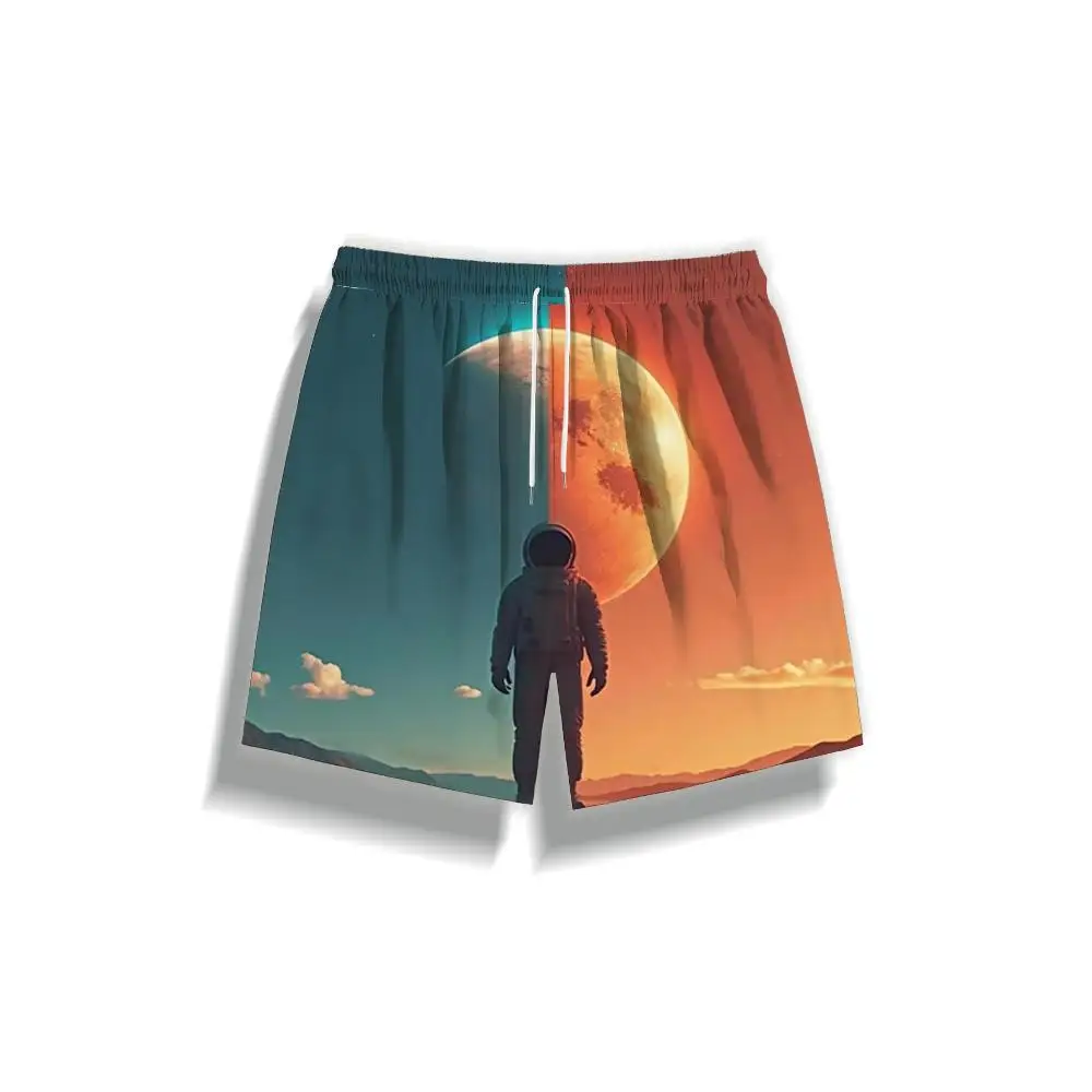 

1pcs Men's Short swim trunks2026 Summer 3D Printed Short sleeve Breathable Polyester Quick drying man pants running