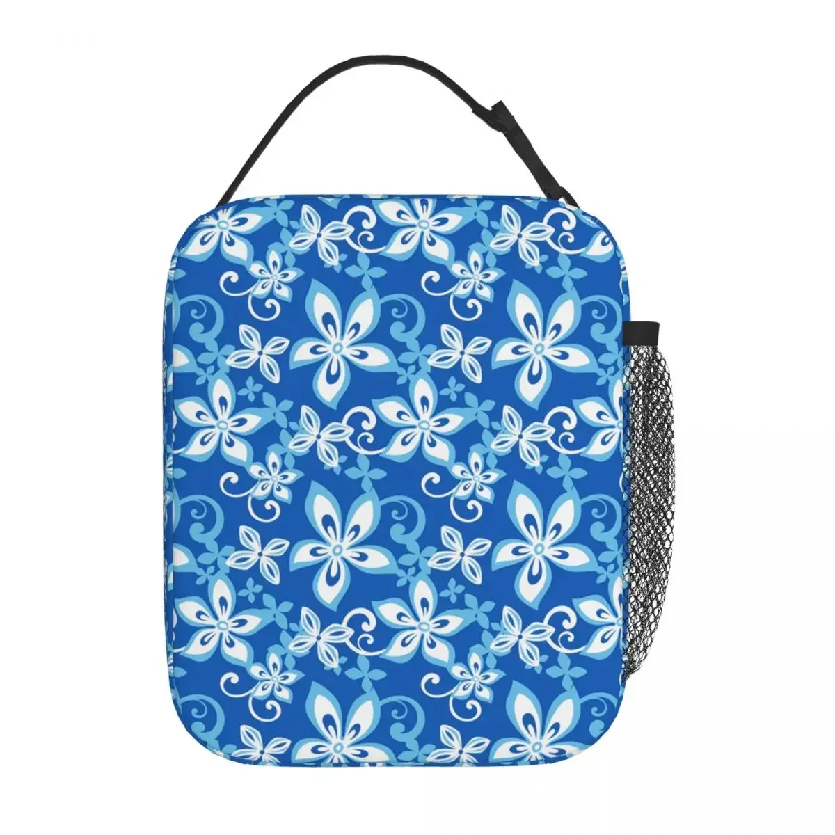 Tropical Floral Lunch Bag Blue Hawaii School Lunch Box For Men Vintage Print Thermal Tote Handbags Oxford Portable Cooler Bag