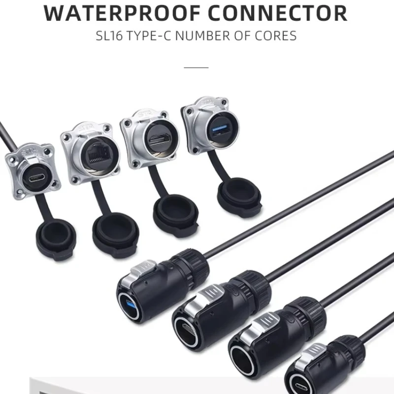 IP67 Waterproof LED Display Screen Data Signal LP16 Type C Square Flange Socket Adapter Male Female Aviation Connector
