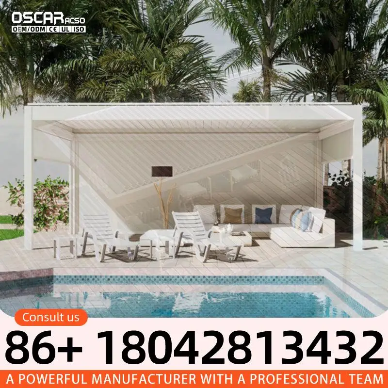 Outdoor Aluminium Pergola Waterproof Motorized Gazebo Luxury Modern LED for Garden Patio Backyard Use pergola