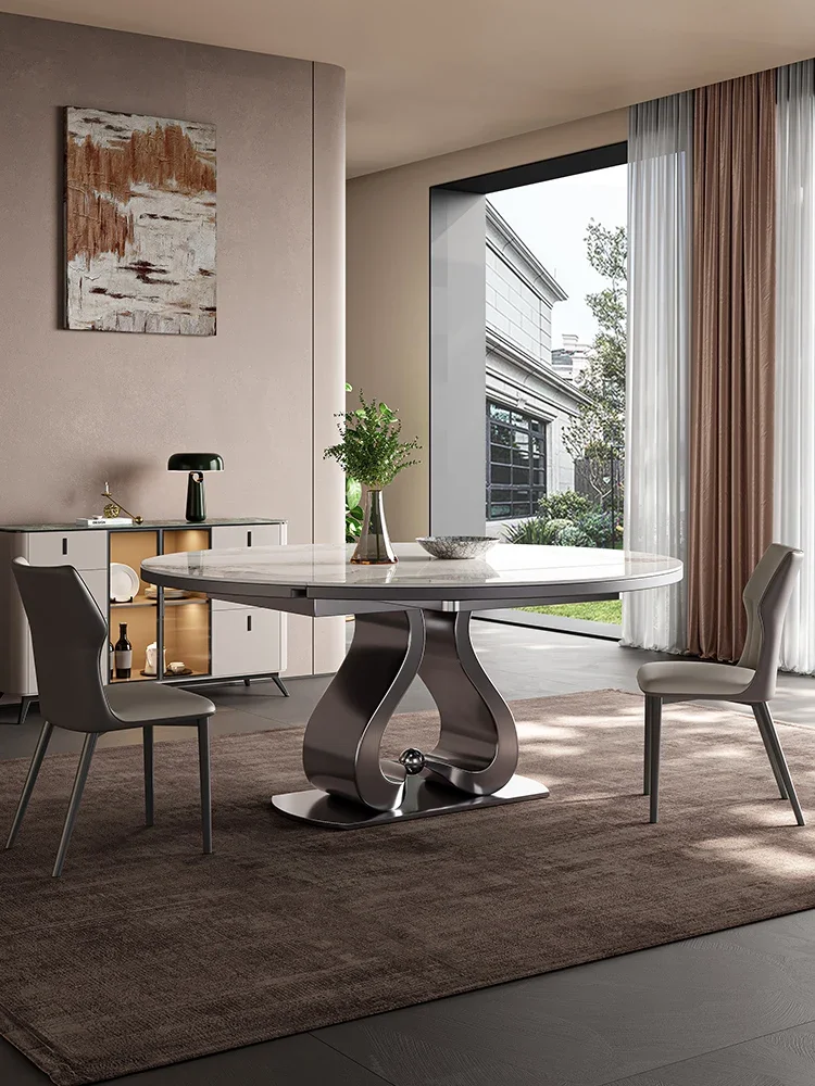 Round dining table can be telescopically folded. Fiona Fang dual-purpose induction cooker,modern light and luxurious