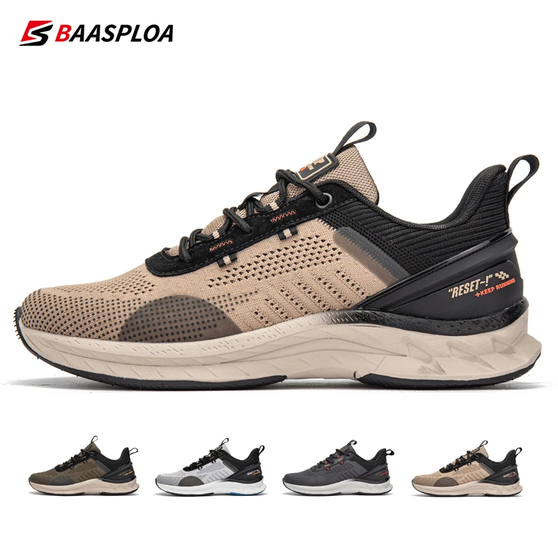 Baasploa 2023 New Men Fashion Sneakers Breathable Casual Running Shoes Anti-Slip Shock-Absorbing Knit Walking Shoes