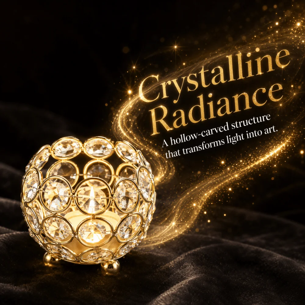Gold Crystal Candle Holders Metal Base Reflective Base Table Centerpieces 8cm Diameter Round Votive Candle Holders Wedding Decor