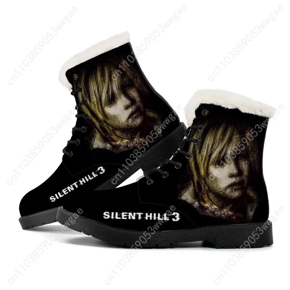 Silent hill 3 bota de pelúcia das mulheres dos homens adolescentes sapatos casuais ao ar livre manter quente bota de couro casal de alta qualidade sapatos feitos sob medida