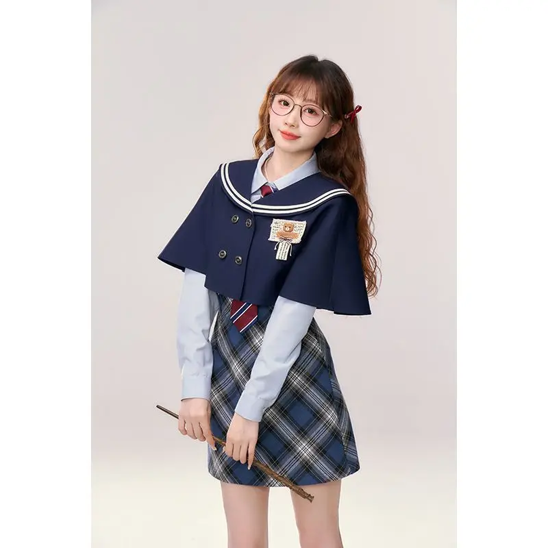 Uniformes scolaires japonais pour étudiantes, costume bleu marine mignon, ensemble de robe plissée, chemisier marin sexy, JK