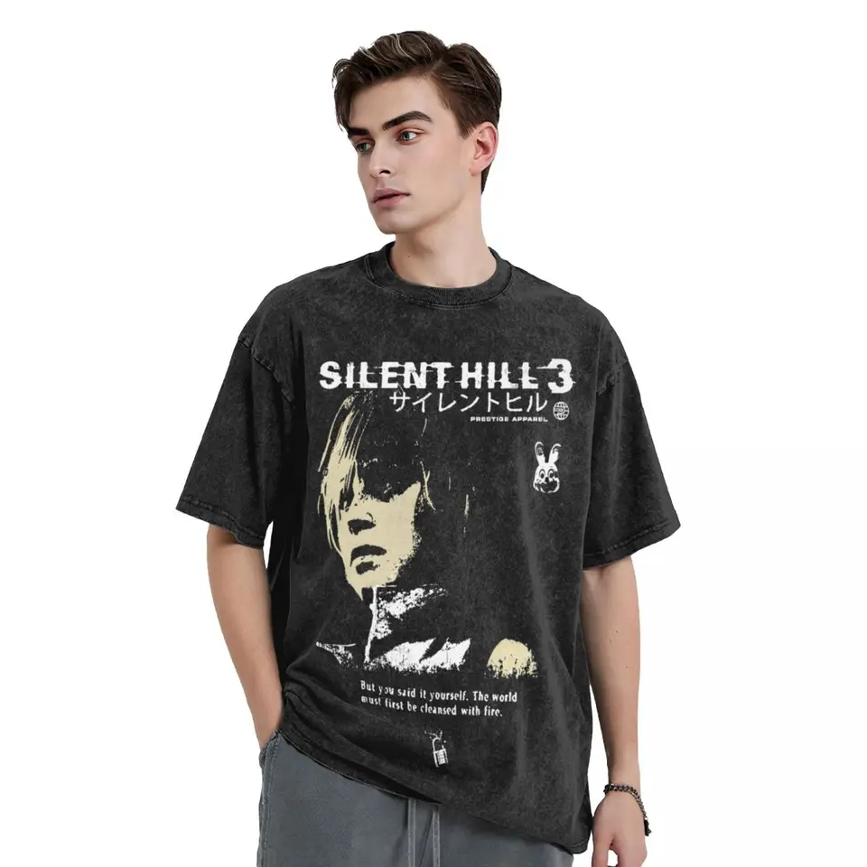 即日発送！House on the hill S/S Tee Oversized Washed T Shirt SH3 Silent Hill 3 Cotton T Shirt Heather