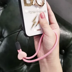 Solid Color Short Love Heart Hanging Rope Adjustable Mobile Phone Phone Strap Colorful Wrist Strap Elastic Mobile Phone Lanyard