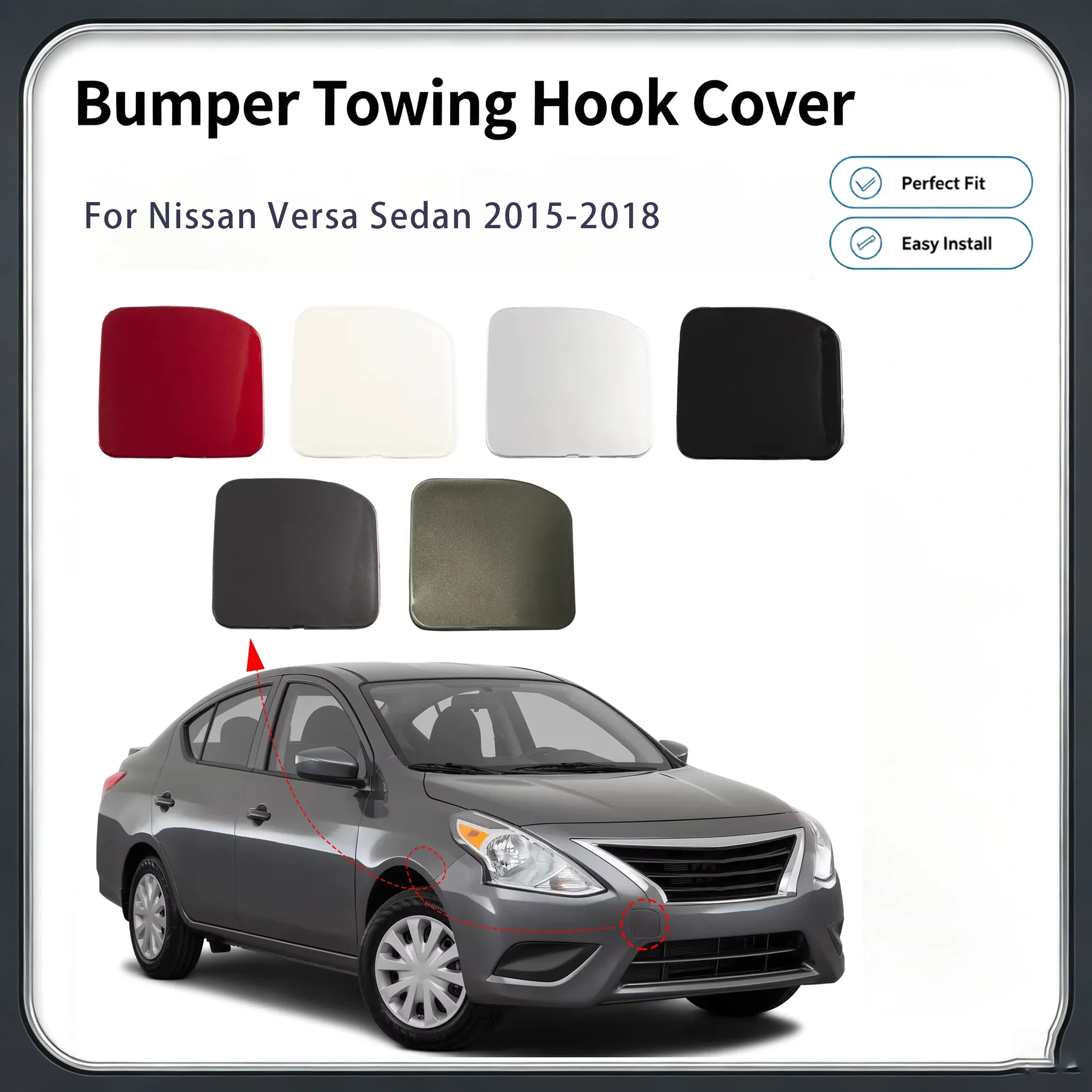For Nissan Versa Sedan 2015-2018 Front Bumper Tow Hook Cover Cap Towing Eye Accessories 622A09KM0H
